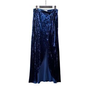 Francesca's Blue Crushed Velvet Whimsigoth Wrap Skirt Boho Witchy